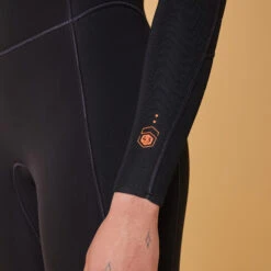 WOMEN'S WETSUIT SURF 500 4/3 BLACK AND GREEN BACKZIP -Nomad Kayaks k56298671e42d3ad400c281e97de6e60f