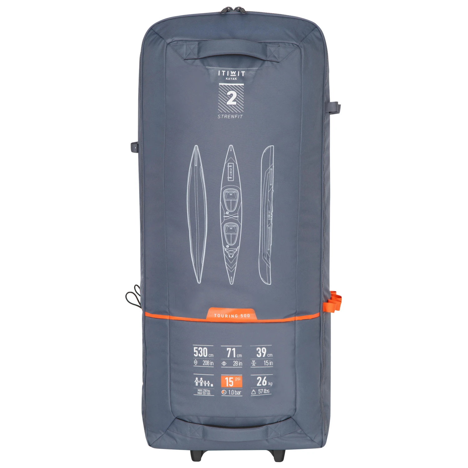 TROLLEY BAG FOR TRANSPORTING THE 2-PERSON X500 INFLATABLE KAYAK 1 TROLLEY BAG FOR TRANSPORTING THE 2-PERSON X500 INFLATABLE KAYAK