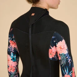 GIRL'S SURFING WETSUIT 500 4/3 MM BLACK RED -Nomad Kayaks kb203d8f9214028d06ecab131a8e26664