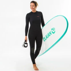 Women's 4/3 Mm Neoprene SURF 100 Wetsuit With Back Zip Black -Nomad Kayaks kda8f939fcb9fa47cf8230aece1bf3c8f