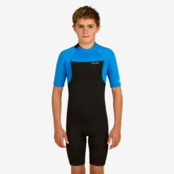 BOY'S SURFING 1.5 MM NEOPRENE SHORTY WETSUIT 500 BLUE BLACK -Nomad Kayaks ke4b1bb7510f6b0bcfc127c7825f331d9