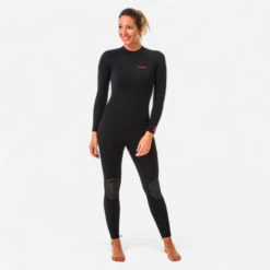 Women's 4/3 Mm Neoprene SURF 100 Wetsuit With Back Zip Black
